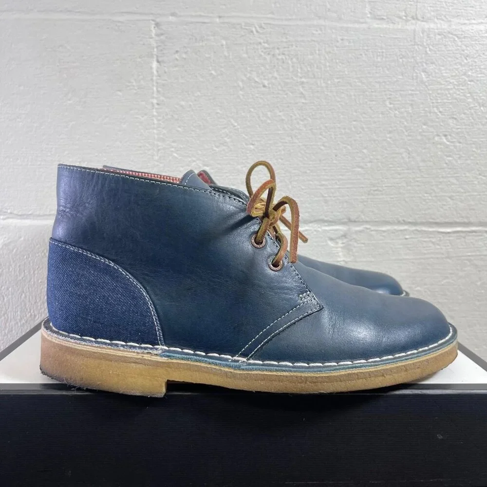 Clarks Originals X‎ Herschel Limited Blue Leather Denim Desert Boots Men's 8.5 M